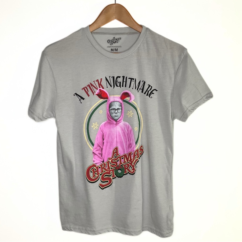 A Christmas Story Ralphie in Pink Bunny Suit Tee SZ M Movie Fans Holiday Festive
